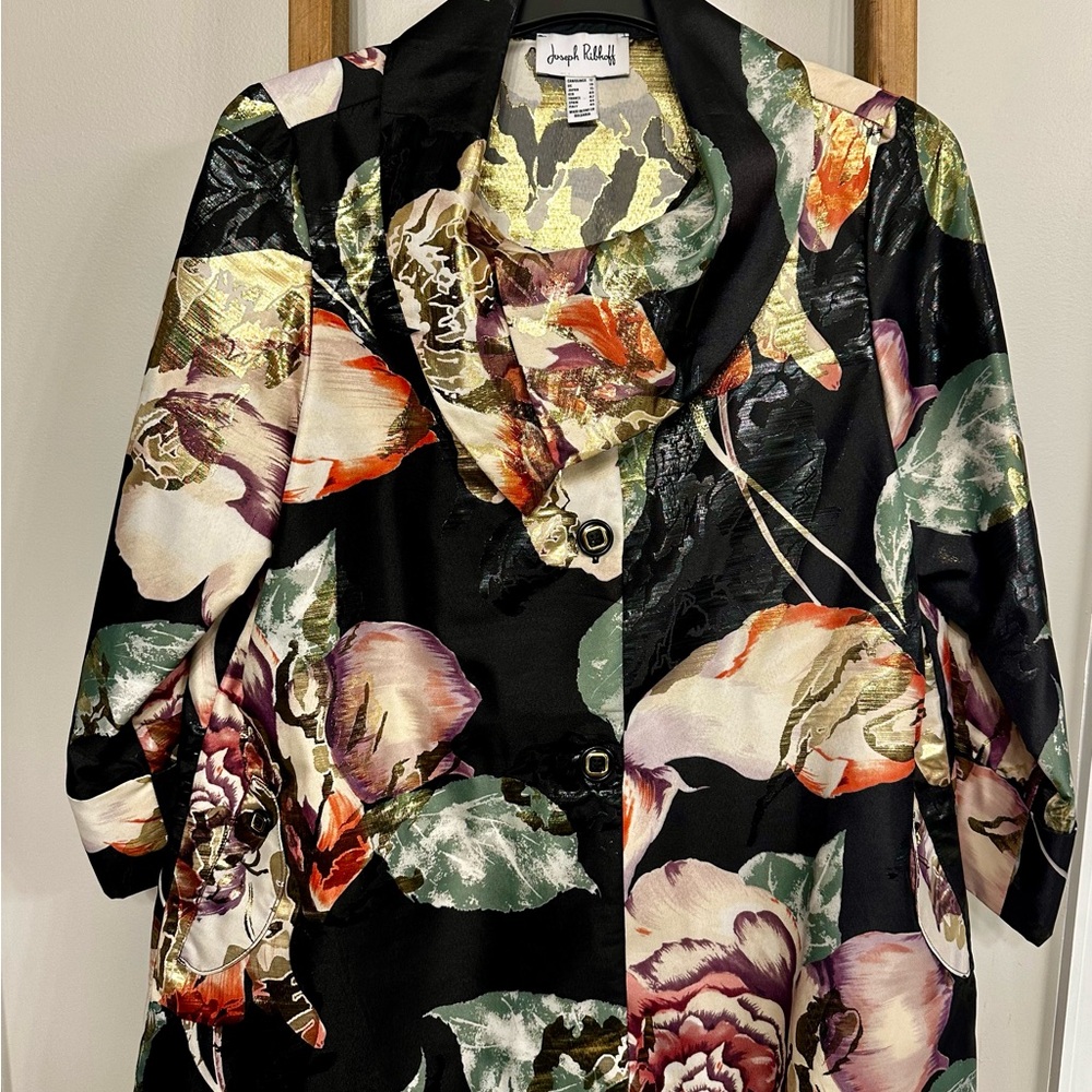 NP‼️ Luxury Joseph Ribkoff Gold Metallic and Black Aline Elegant Dress Blazer 🌺
